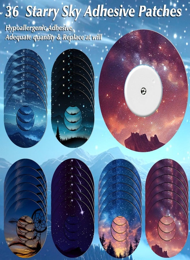 FuWeave مجموعة FuWeave من 36 لاصقة لجهاز استشعار Libre 2 مع لاصقات Starry Sky CGM، أغطية مقاومة للماء والعرق، أغطية ملونة لحماية جهاز مراقبة الجلوكوز المستمر، لاصقة خلفية قابلة للفصل - Image 3